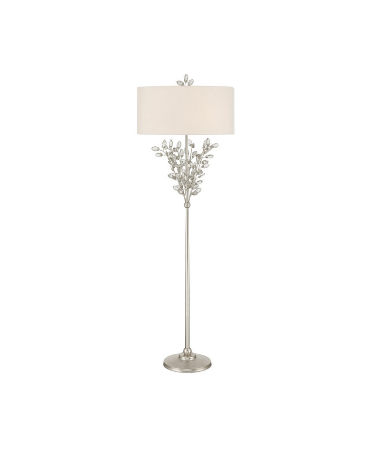 Currey and Company - 8000-0169 - Two Light Floor Lamp - Forget-Me-Not - Clear/Silver Leaf