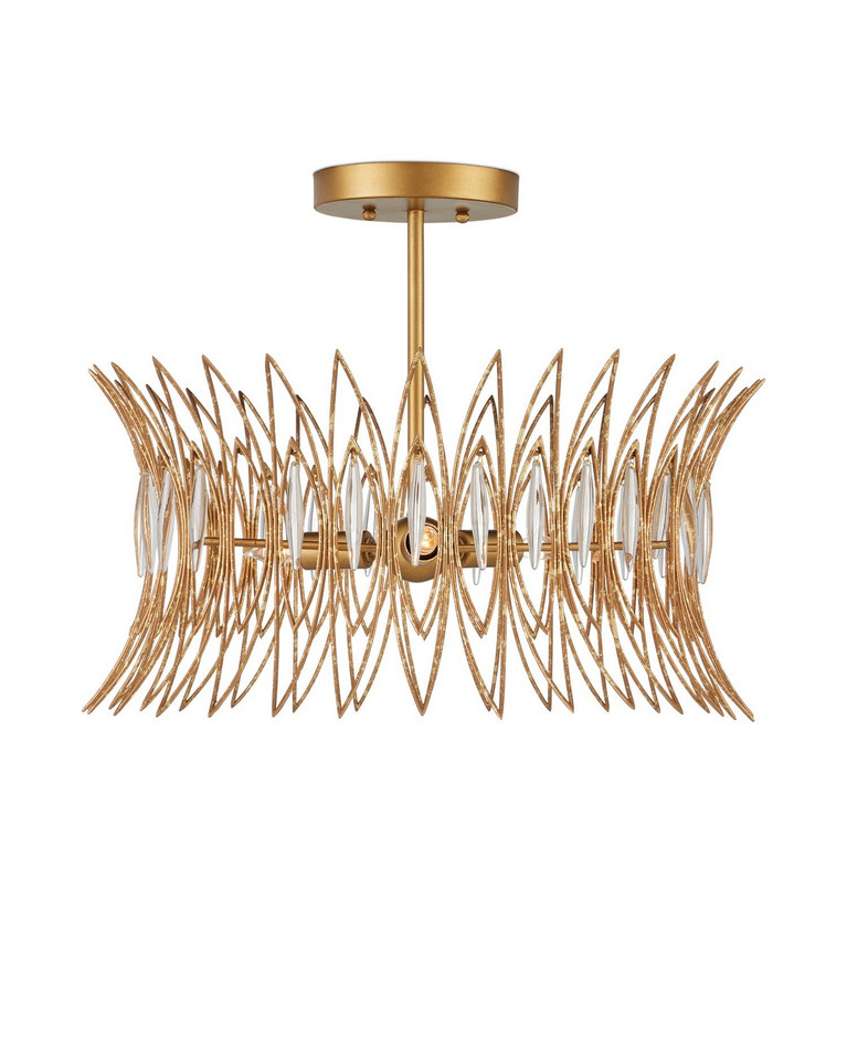 Currey and Company - 9000-1325 - Three Light Flush Mount - Marquise - Clear/Luxor Gold