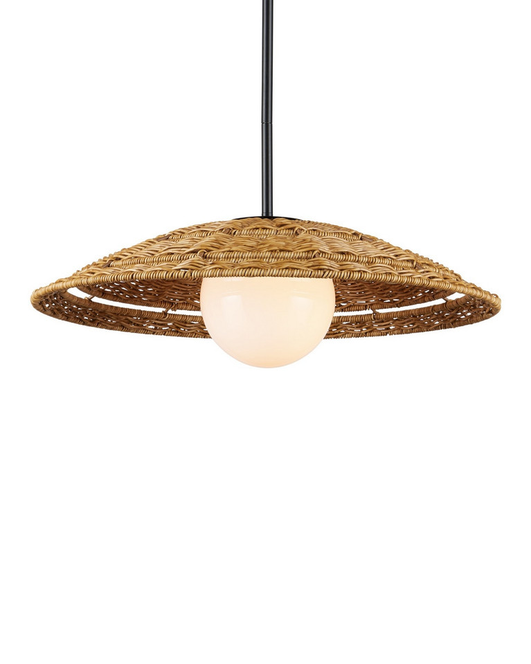 Currey and Company - 9500-0017 - One Light Pendant - Barbary - Natural/Black/Frosted White