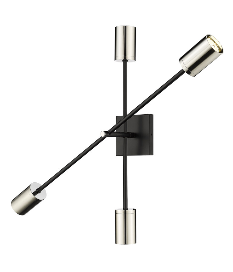 Z-Lite - 814-4S-MB-PN - Four Light Wall Sconce - Calumet - Matte Black + Polished Nickel