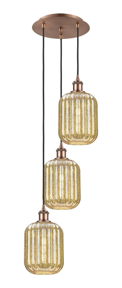 Innovations - 113B-3P-AC-G460-7ME - Three Light Pendant - Ballston - Antique Copper