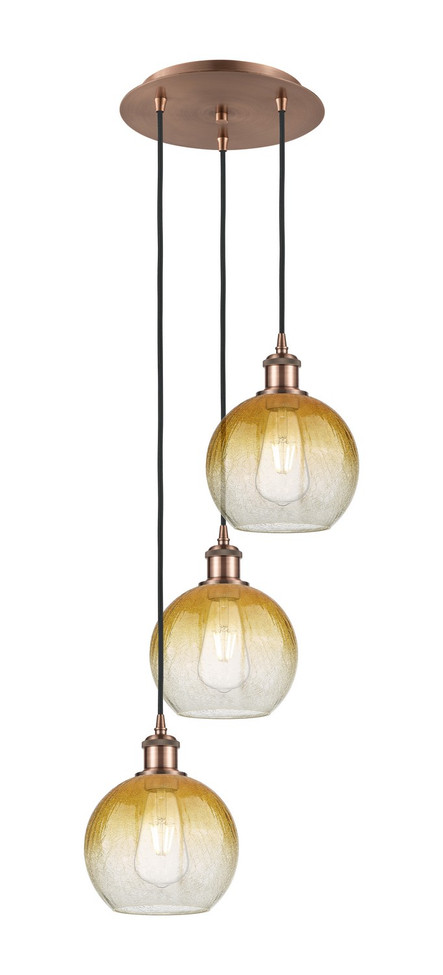 Innovations - 113B-3P-AC-G483-8AM - Three Light Pendant - Ballston - Antique Copper