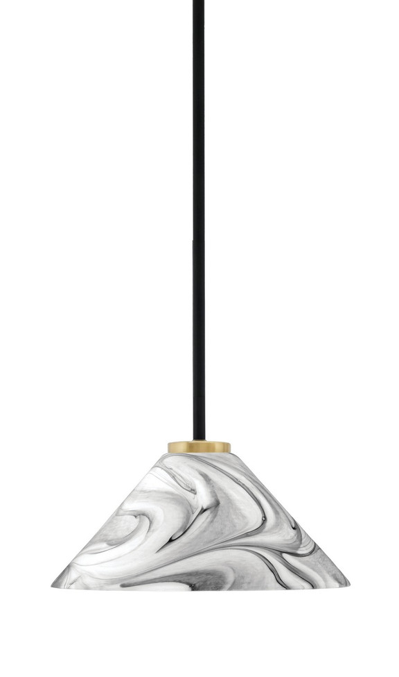 Toltec Lighting - 6201-MBNAB-2129 - One Light Mini Pendant - Sandia - Matte Black & New Age Brass