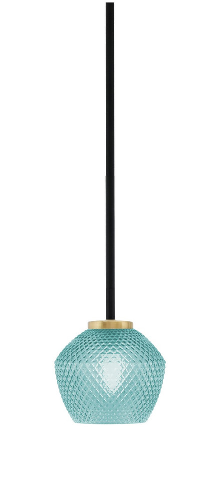 Toltec Lighting - 6201-MBNAB-4625 - One Light Mini Pendant - Sandia - Matte Black & New Age Brass