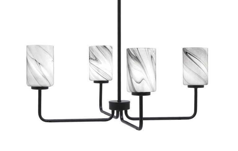 Toltec Lighting - 6204-MB-3009 - Four Light Chandelier - Sandia - Matte Black