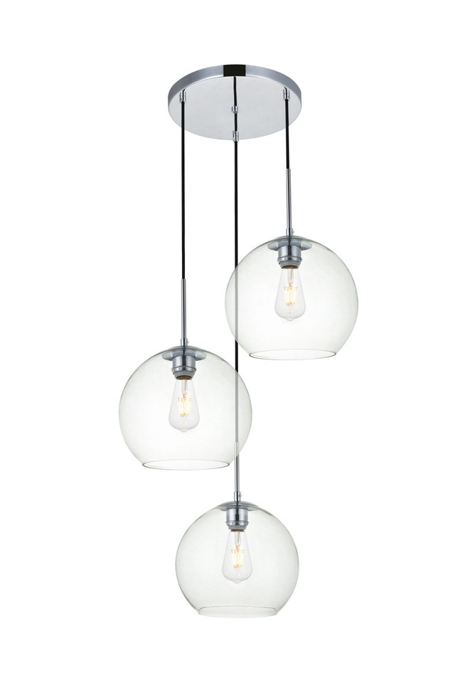 Elegant Lighting - LD2214C - Three Light Pendant - BAXTER - Chrome and Clear