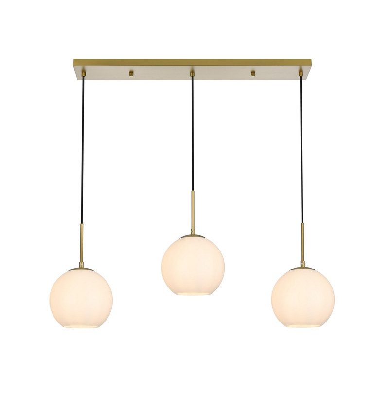 Elegant Lighting - LD2237SG - Three Light Pendant - Baxter - Satin Gold and Frosted white