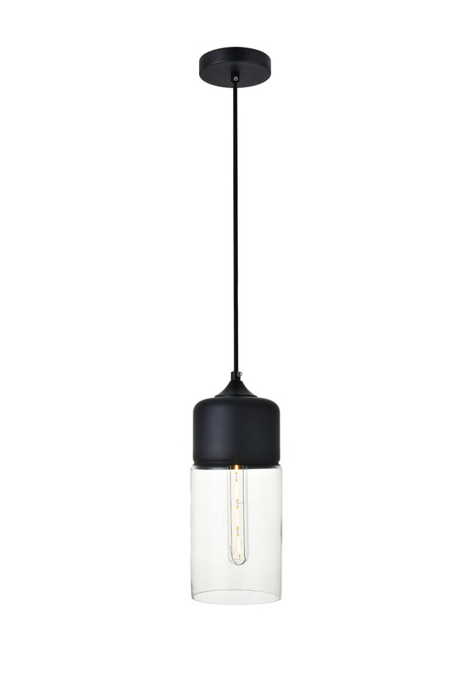 Elegant Lighting - LD2240BK - One Light Pendant - ASHWELL - Black and Clear