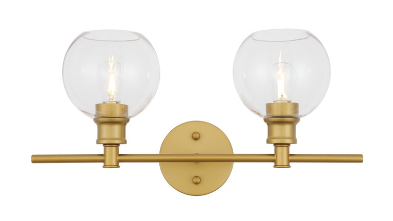 Elegant Lighting - LD2314BR - Two Light Wall Sconce - Collier - Brass and Clear glass