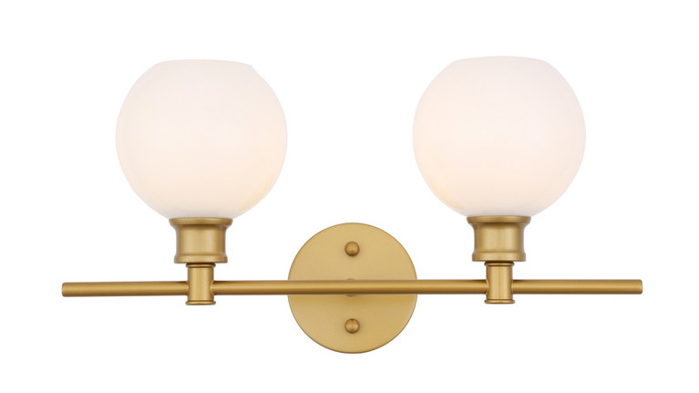 Elegant Lighting - LD2315BR - Two Light Wall Sconce - Collier - Brass and Frosted white glass