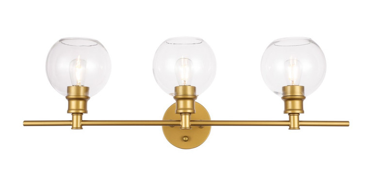 Elegant Lighting - LD2318BR - Three Light Wall Sconce - Collier - Brass and Clear glass