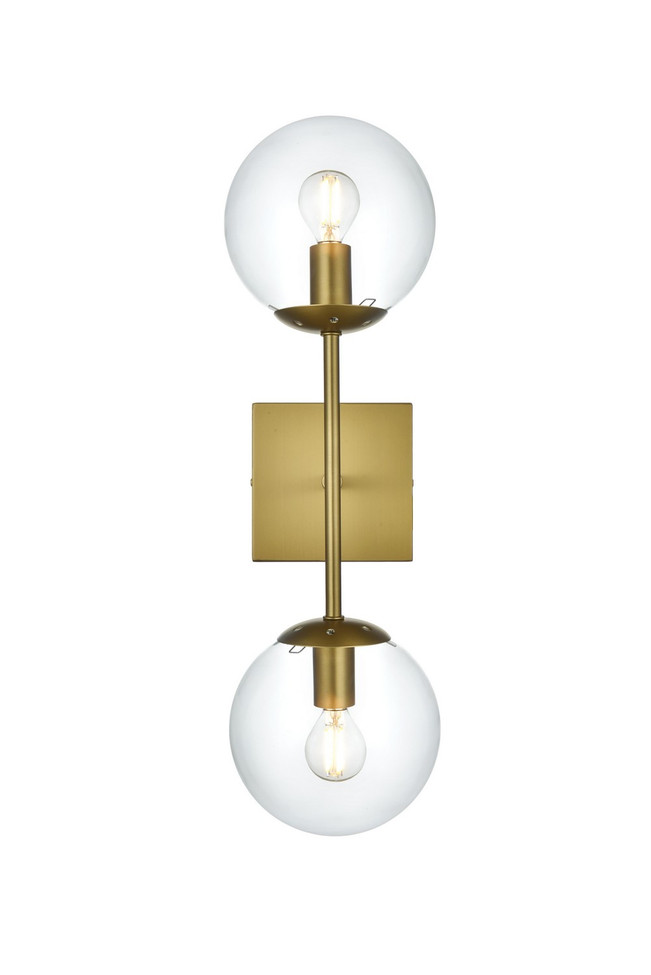 Elegant Lighting - LD2357SG - Two Light Wall Sconce - Neri - Satin Gold and Clear