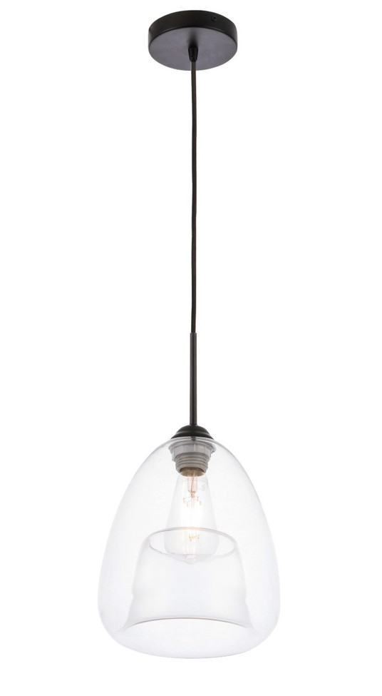Elegant Lighting - LD5031D8BK - One Light Pendant - Kason - Black and Clear glass