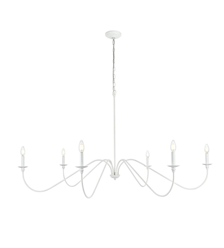 Elegant Lighting - LD5056D60WH - Six Light Chandelier - Rohan - White