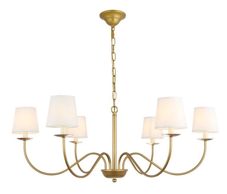 Elegant Lighting - LD6103D37BR - Six Light Chandelier - Eclipse - Brass and White shade