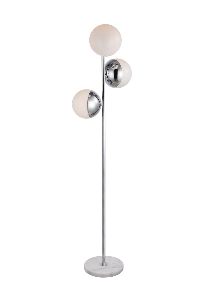 Elegant Lighting - LD6160C - Three Light Floor Lamp - Eclipse - Chrome and frosted white