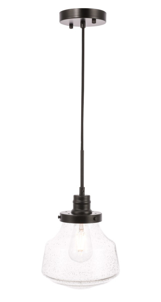 Elegant Lighting - LD6252BK - One Light Pendant - Lyle - Black and Clear seeded glass