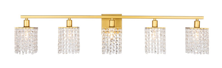 Elegant Lighting - LD7014BR - Five Light Wall Sconce - Phineas - Brass and Clear Crystals