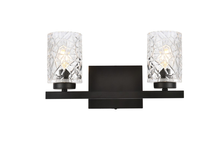 Elegant Lighting - LD7026W14BK - Two Light Bath - Cassie - Black and Clear Shade