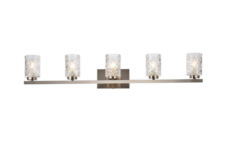Elegant Lighting - LD7029W41SN - Five Light Bath - Cassie - satin nickel and Clear Shade