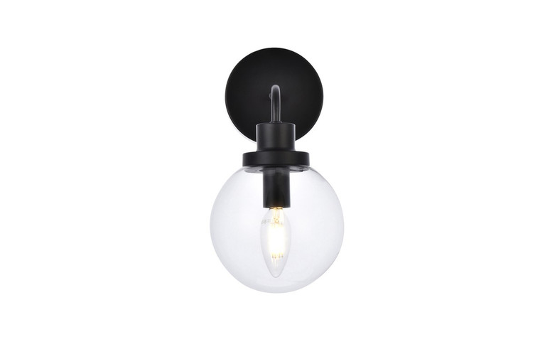 Elegant Lighting - LD7031W8BK - One Light Bath - Hanson - Black and Clear Shade