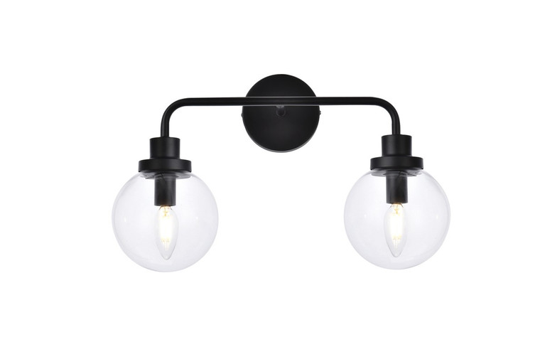 Elegant Lighting - LD7033W19BK - Two Light Bath - Hanson - Black and Clear Shade