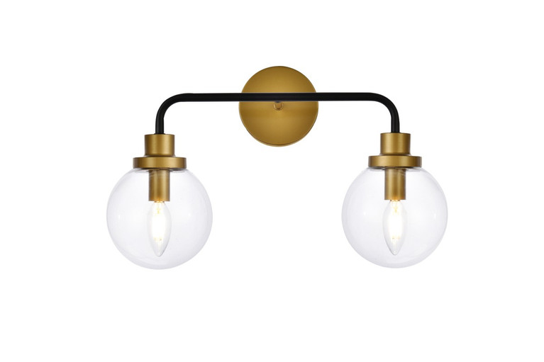 Elegant Lighting - LD7033W19BRB - Two Light Bath - Hanson - Black and Brass and Clear Shade