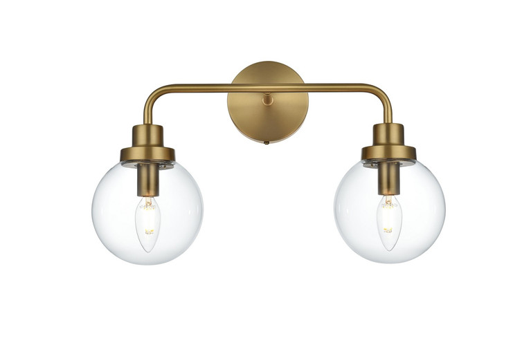 Elegant Lighting - LD7033W19SG - Two Light Wall Sconce - Hanson - Satin Gold and Clear