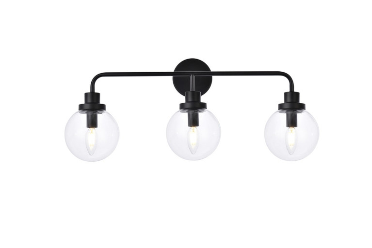 Elegant Lighting - LD7035W28BK - Three Light Bath - Hanson - Black and Clear Shade