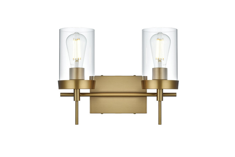 Elegant Lighting - LD7319W14SG - Two Light Wall Sconce - Taryin - Satin Gold and Clear