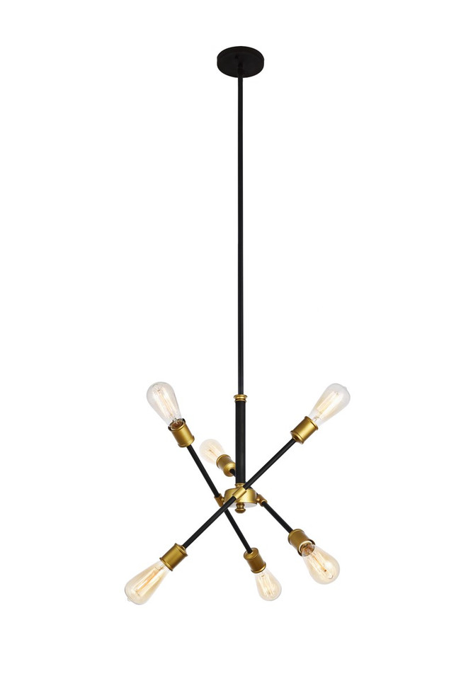Elegant Lighting - LD8015D18BK - Six Light Pendant - Axel - Black and Brass