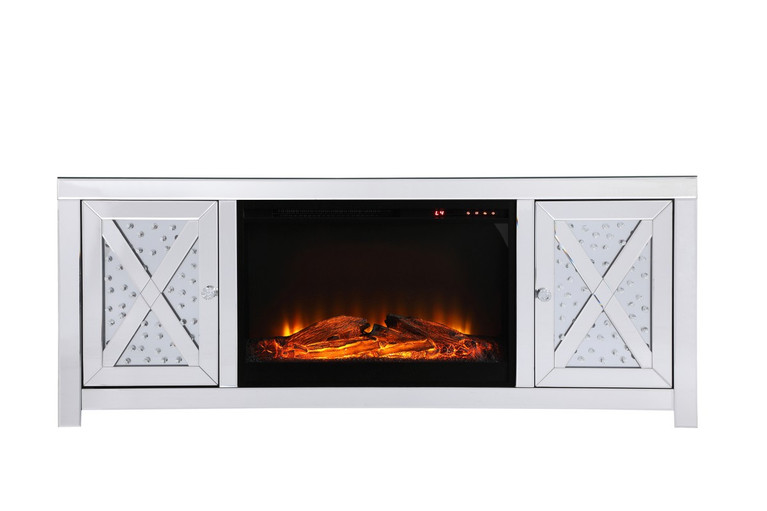 Elegant Lighting - MF9904-F1 - TV Stand With Log Insert Fireplace - Modern - Clear