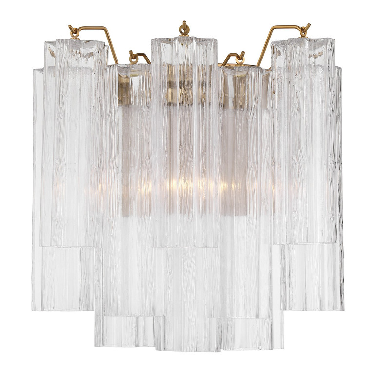 Crystorama - ADD-303-AG-CL - Two Light Wall Sconce - Addis - Aged Brass