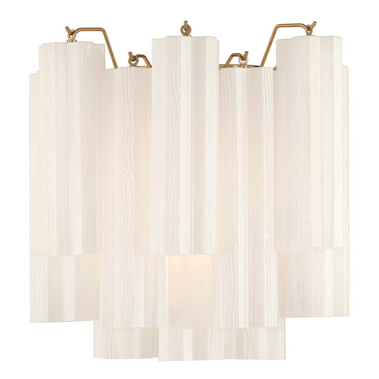 Crystorama - ADD-303-AG-WH - Two Light Wall Sconce - Addis - Aged Brass
