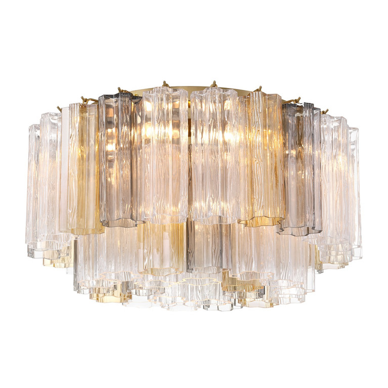 Crystorama - ADD-321-AG-AU - Seven Light Flush Mount - Addis - Aged Brass