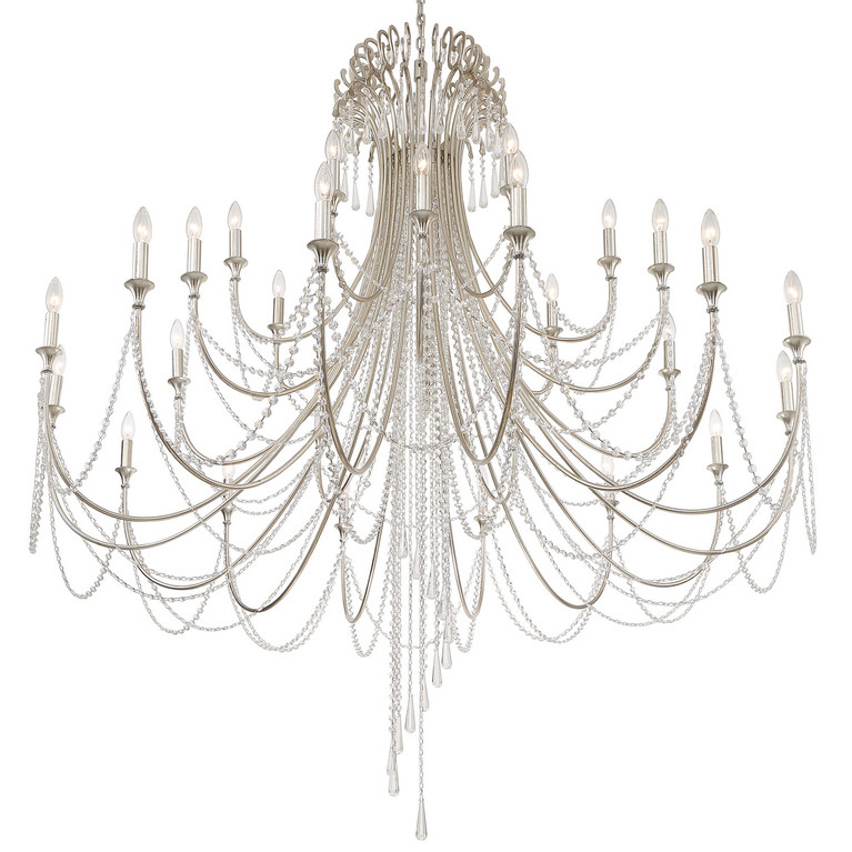 Crystorama - ARC-1929-SA-CL-MWP - 28 Light Chandelier - Arcadia - Antique Silver
