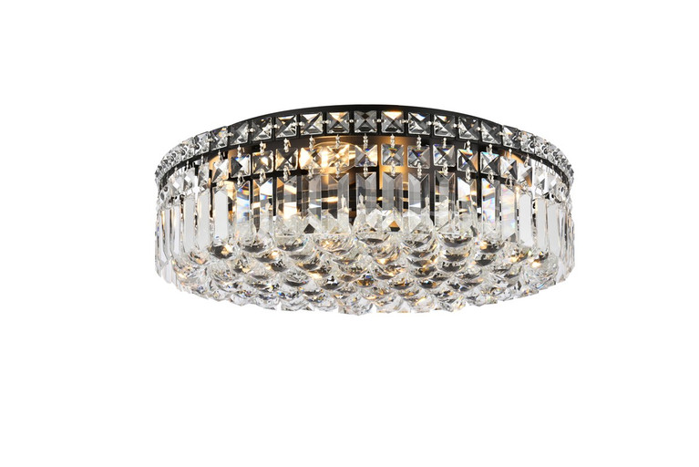 Elegant Lighting - V2030F20BK/RC - Six Light Flush Mount - Maxime - Black and Clear
