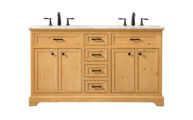 Elegant Lighting - VF15060DNW - Double Bathroom Vanity - Americana - natural wood