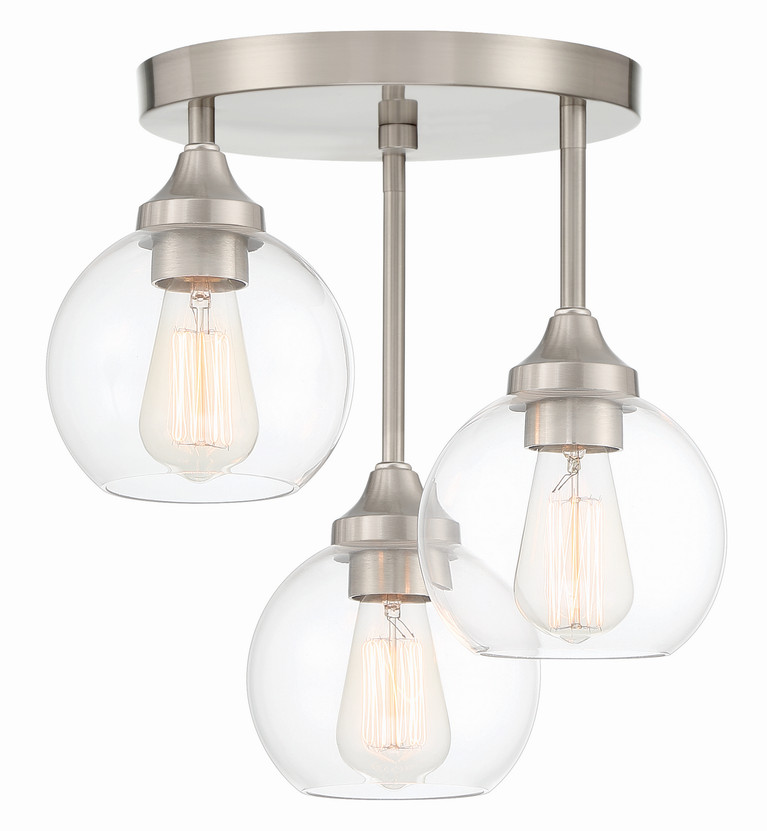 Craftmade - 56253-BNK - Three Light Semi Flush Mount - Glenda - Brushed Polished Nickel