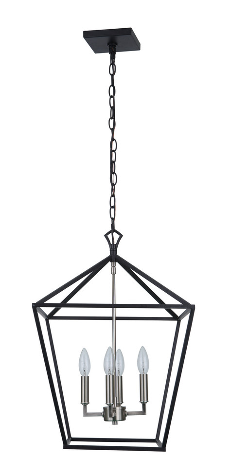 Craftmade - 56334-FBBNK - Four Light Foyer Pendant - Flynt II - Flat Black/Brushed Polished Nickel
