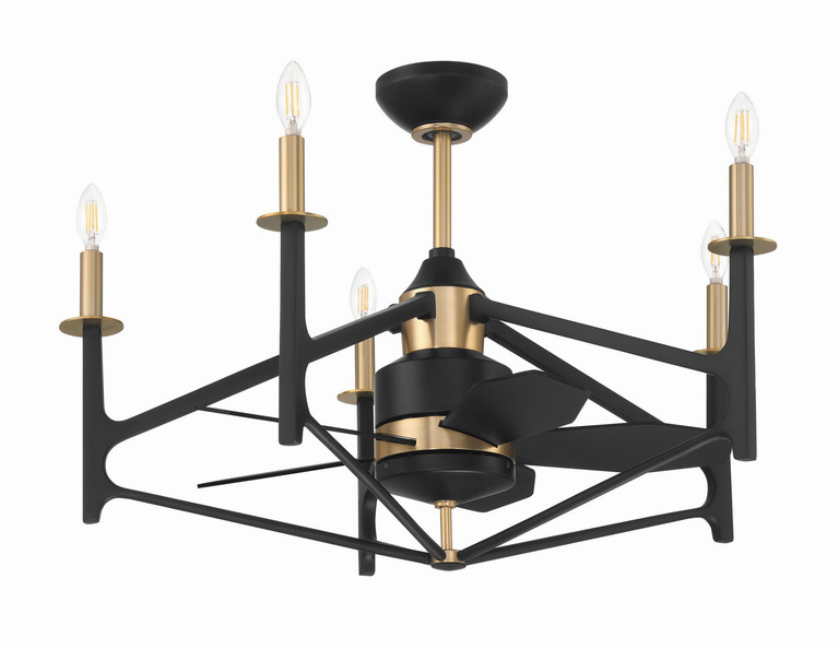 Craftmade - RSV32FBSB5 - 24 Ceiling Fan - The Reserve 32 - Flat Black/Satin Brass