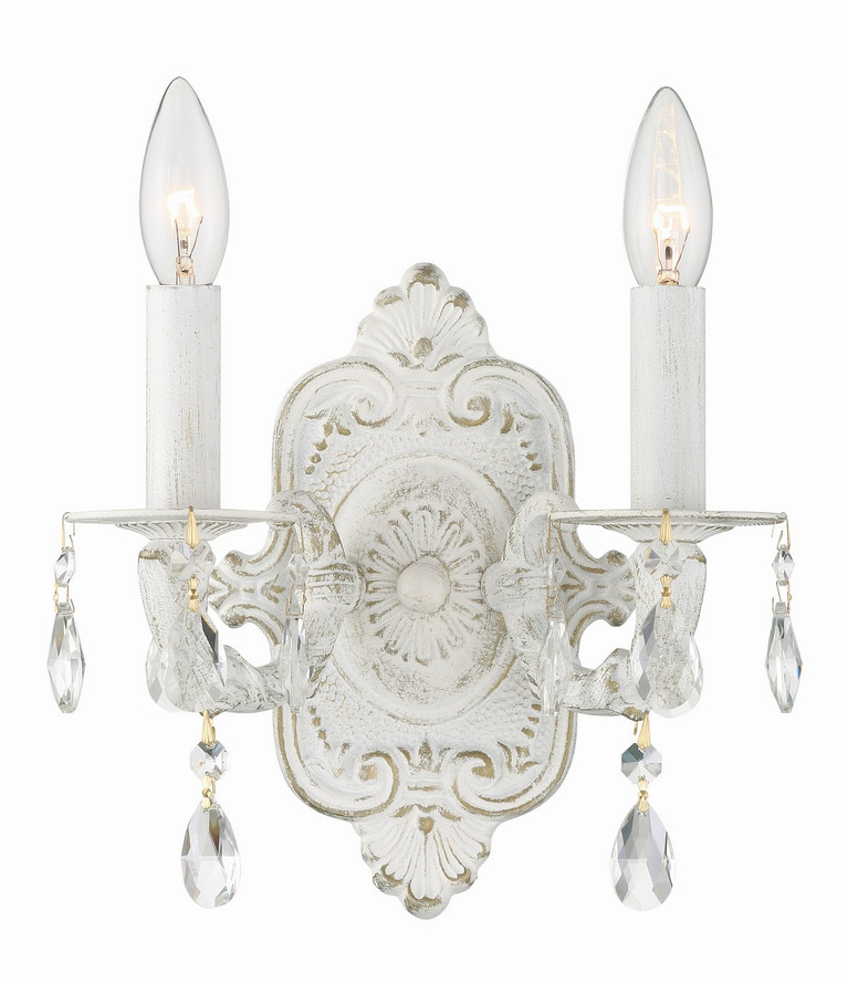 Crystorama - 5022-AW-CL-SAQ - Two Light Wall Sconce - Paris Market - Antique White