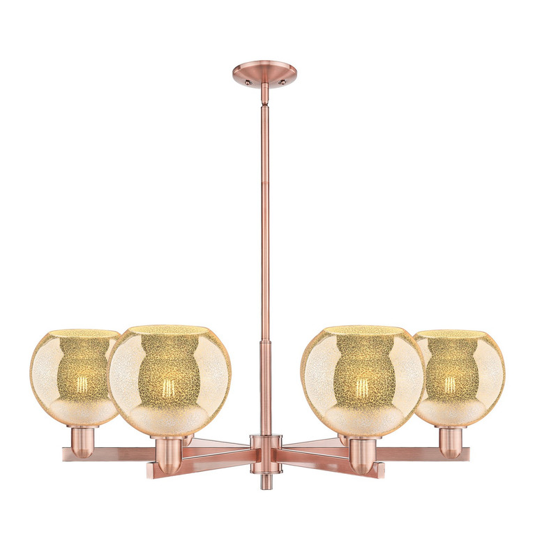 Innovations - 716-6CR-AC-G128-8 - Six Light Chandelier - Arcadia - Antique Copper