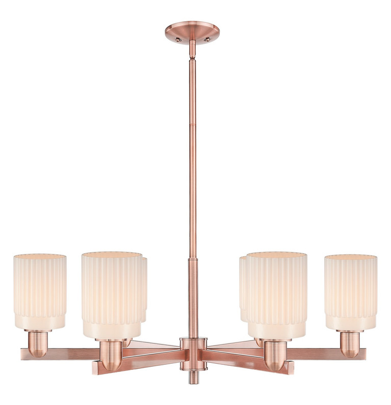 Innovations - 716-6CR-AC-G341 - Six Light Chandelier - Arcadia - Antique Copper