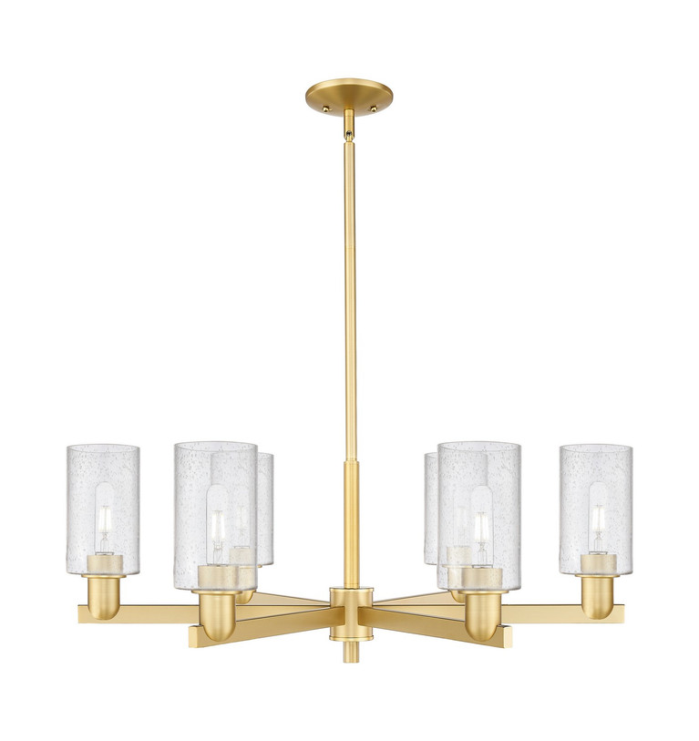 Innovations - 716-6CR-SG-G804 - Six Light Chandelier - Arcadia - Satin Gold