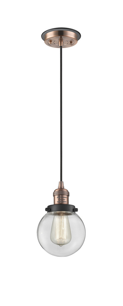 Innovations - 201CBP-ACBK-G202-6 - One Light Mini Pendant - Franklin Restoration - Antique Copper