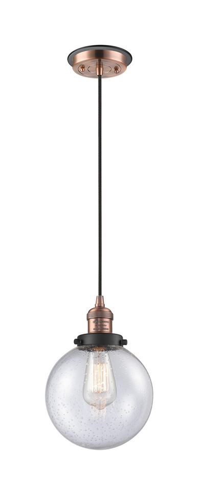 Innovations - 201CBP-ACBK-G204-8 - One Light Mini Pendant - Franklin Restoration - Antique Copper