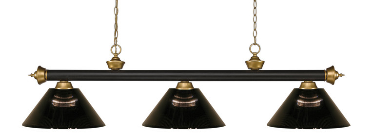 Z-Lite - 200-3BRZ+SG-ARS - Three Light Billiard - Riviera - Bronze + Satin Gold