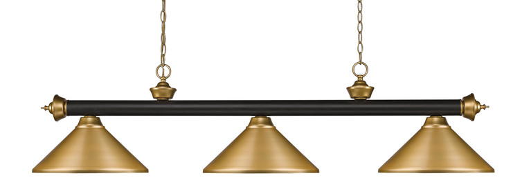 Z-Lite - 200-3BRZ+SG-MSG - Three Light Billiard - Riviera - Bronze + Satin Gold