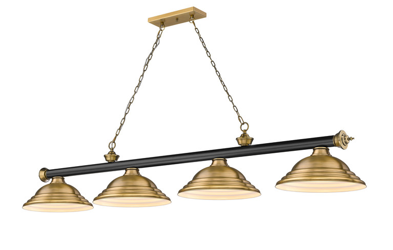 Z-Lite - 2306-4MB-RB-SRB - Four Light Billiard - Cordon - Matte Black + Rubbed Brass